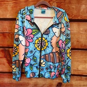 Hoodie Full Zip Cartoon Fox, Birds & Flowers